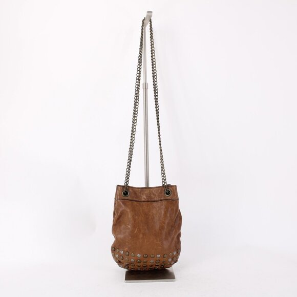 Patricia Nash Xbody Purse 9.5 x 8.5 x 1 Brown Silver Bronze Studs Leather Purse - Picture 2 of 10